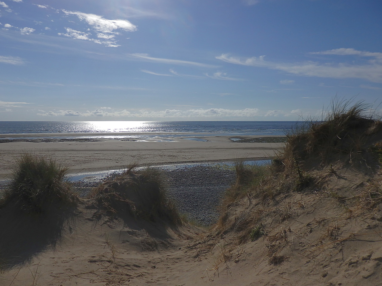 Ynyslas Beach and view of the sea