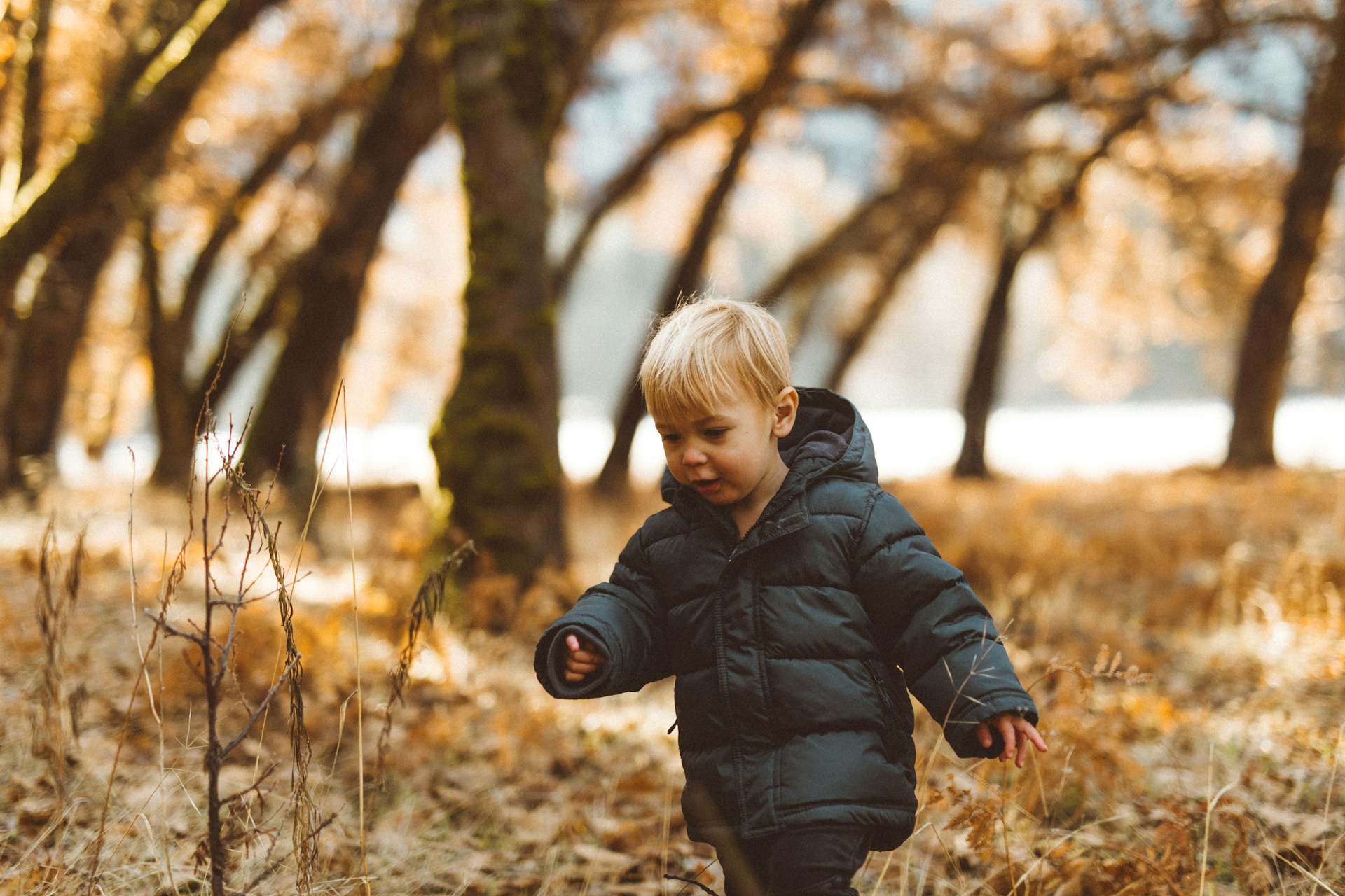 Child playing in a winter landscape